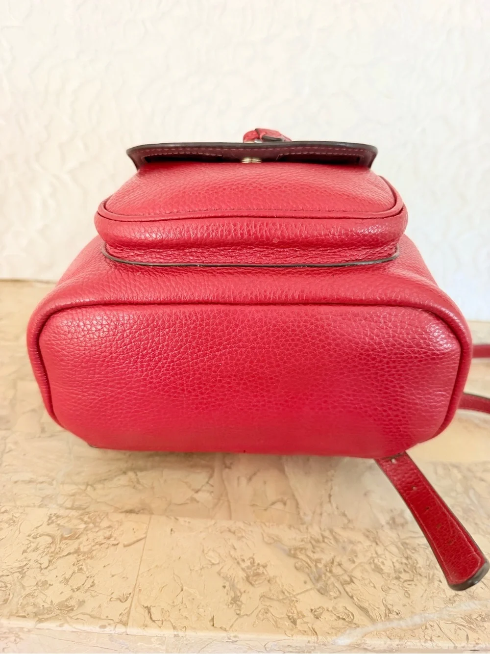 Coach Red Pennie 22 Pebble Leather Backpack